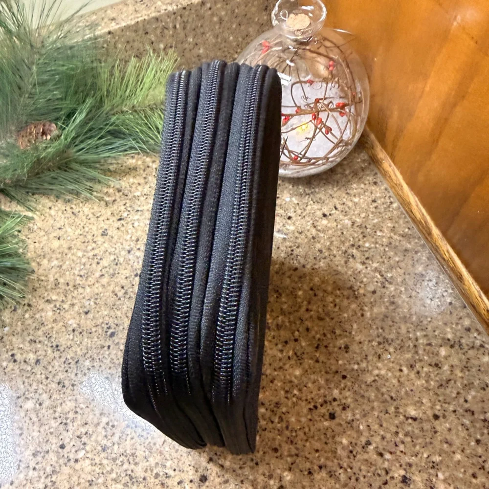 🖊️🖤 Black Pencil / Pen Case – 3 Zipper Sections 🖤🖊️